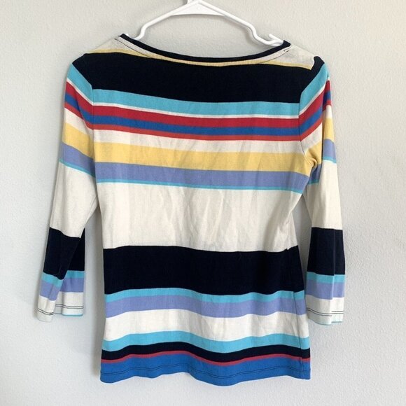 Talbots Women Size XS Multicolor Stripe Cotton Top Blouse - Picture 2 of 3